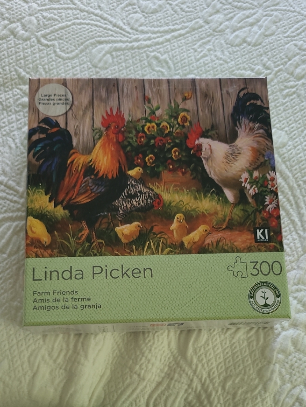 Farm Friends Rooster, Chicken, Chicks, Linda Picken 300 Pieces, Poster Included
